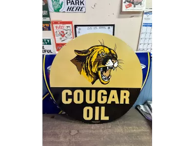 New Cougar Oil Porcelain Neon Sign 60" Diameter