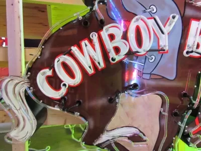 New "Cowboy Bar" Painted Neon Sign 5 FT W x 6 FT H
