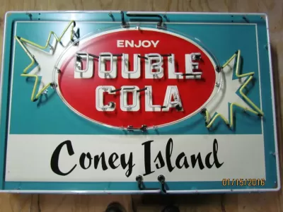 New Double Cola Porcelain Neon Sign 60" x 40"