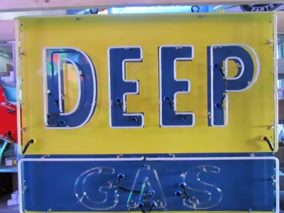 New Deep Rock GAS Flashing Porcelain Neon 9 FT W x 6 1/2 FT H 