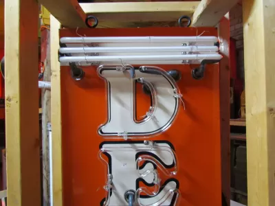 Original Delco Batteries Enamel Tin Neon Sign 18"W x 70"H