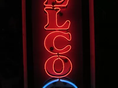 Original Delco Batteries Enamel Tin Neon Sign 18"W x 70"H