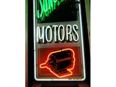 New Delco & Sunlight Motors Porcelain Neon Sign - 18"W x 72"H