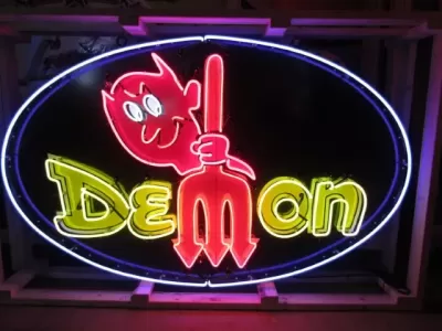 New Demon Porcelain Neon Sign 72"W x 48"H