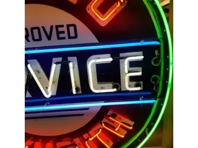 New Desoto Plymouth Approved Service Porcelain Neon Sign 72" Diameter