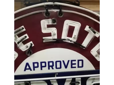 New Desoto Plymouth Approved Service Porcelain Neon Sign 72" Diameter