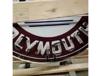 New Desoto Plymouth Approved Service Porcelain Neon Sign 72" Diameter
