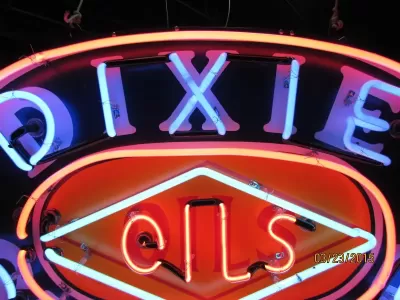 New Dixie Gasoline Oils Porcelain Neon Sign 60"W x 42"H