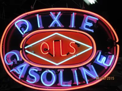 New Dixie Gasoline Oils Porcelain Neon Sign 60"W x 42"H