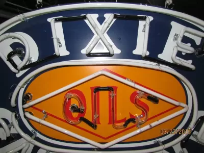 New Dixie Gasoline Oils Porcelain Neon Sign 60"W x 42"H