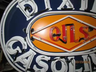 New Dixie Gasoline Oils Porcelain Neon Sign 60"W x 42"H