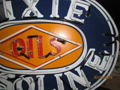 New Dixie Gasoline Oils Porcelain Neon Sign 60"W x 42"H