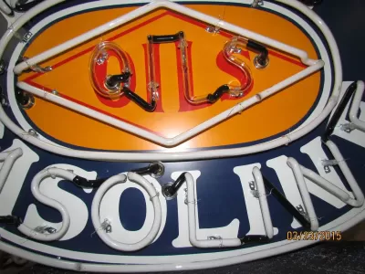 New Dixie Gasoline Oils Porcelain Neon Sign 60"W x 42"H
