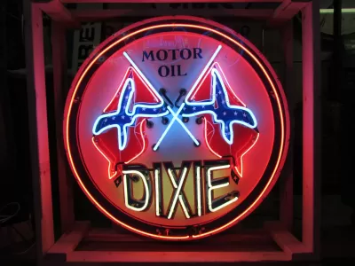 New Dixie Motor Oil Porcelain Neon Sign - 48 IN Diameter