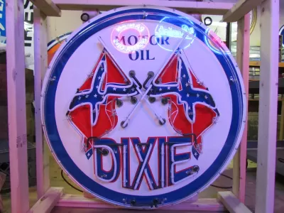 New Dixie Motor Oil Porcelain Neon Sign - 48 IN Diameter