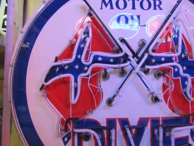 New Dixie Motor Oil Porcelain Neon Sign - 48 IN Diameter