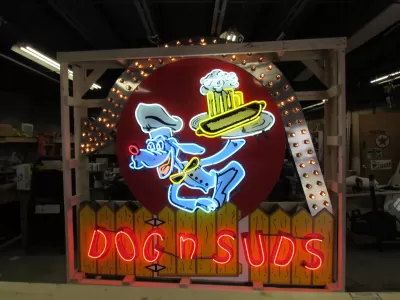 New Licensed "Dog n' Suds" Painted Neon Sign with Chaser Lights 106.5 IN W x 96 IN H