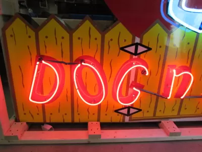 New Licensed "Dog n' Suds" Painted Neon Sign with Chaser Lights 106.5 IN W x 96 IN H