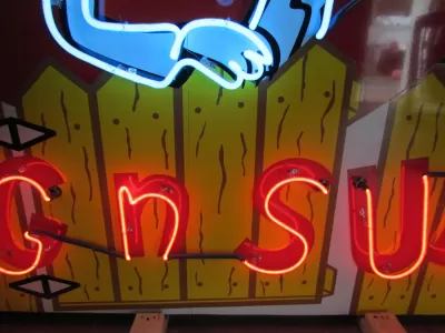 New Licensed "Dog n' Suds" Painted Neon Sign with Chaser Lights 106.5 IN W x 96 IN H