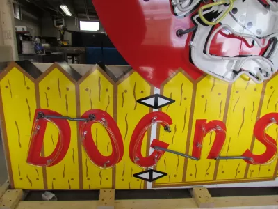 New Licensed "Dog n' Suds" Painted Neon Sign with Chaser Lights 106.5 IN W x 96 IN H