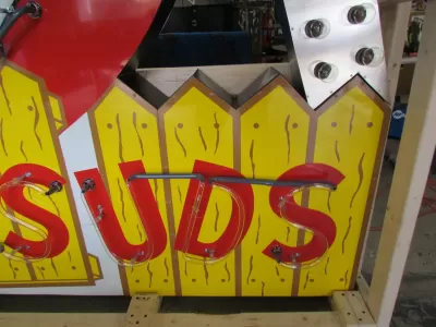 New Licensed "Dog n' Suds" Painted Neon Sign with Chaser Lights 106.5 IN W x 96 IN H