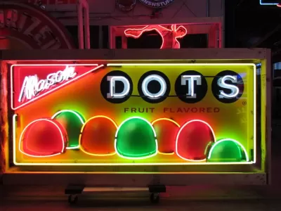New DOTS Candy Box Porcelain Neon Sign 80 IN W x 23 IN H