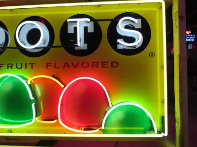 New DOTS Candy Box Porcelain Neon Sign 80 IN W x 23 IN H