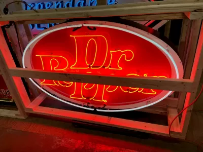 New Dr. Pepper Porcelain Single-Sided Neon Sign 53" Wide x 34" High