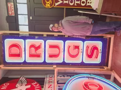 Original Drugs Double-sided Porcelain Neon Sign 36 IN W x 10 FT H