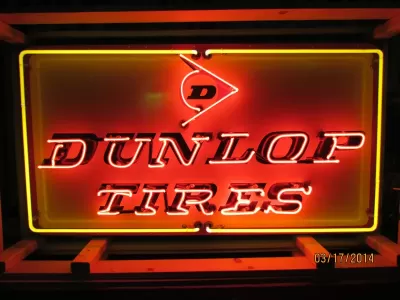 New Dunlop Tires Porcelain Neon Sign 52"W x 28"H