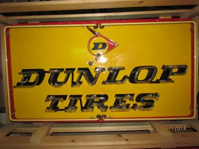 New Dunlop Tires Porcelain Neon Sign 52"W x 28"H