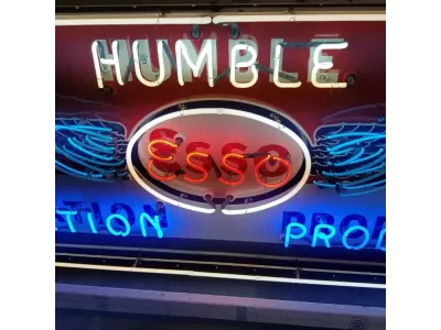 New "Esso Humble" Animated Single-Sided Porcelain Neon Sign 96"W x 38"H