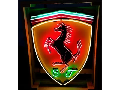 New Ferrari Porcelain Neon Sign 35"W x 48"H