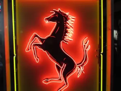 New Ferrari Porcelain Neon Sign 36"W x 72"H