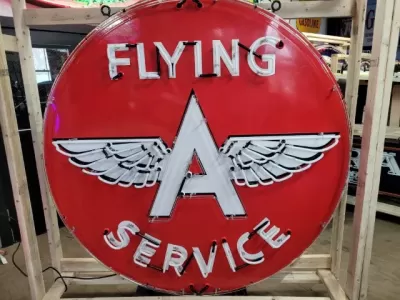 New Flying A Service Porcelain Neon Sign 60 IN Diameter