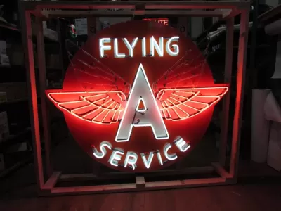 New Flying A Service Porcelain Neon Sign 72" W x 60" Diameter