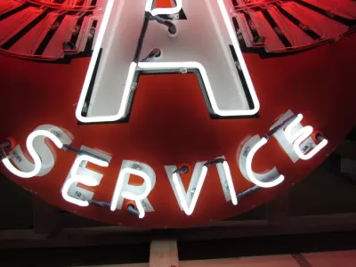 New Flying A Service Porcelain Neon Sign 72" W x 60" Diameter