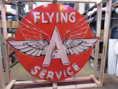 New Flying A Service Porcelain Neon Sign 72" W x 60" Diameter