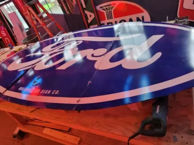 New Ford with Wings Double-Sided Porcelain Neon Sign 16 FT W x 6 FT H
