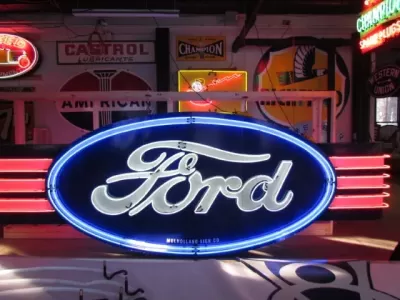 New Ford with Wings Double-Sided Porcelain Neon Sign 16 FT W x 6 FT H