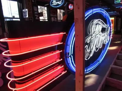 New Ford with Wings Double-Sided Porcelain Neon Sign 16 FT W x 6 FT H