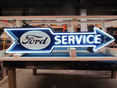 New Ford Service Arrow Double-Sided Porcelain Neon - 72"W x 18"H