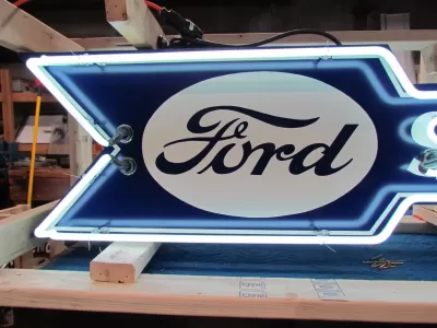 New Ford Service Arrow Double-Sided Porcelain Neon - 72"W x 18"H