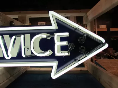 New Ford Service Arrow Double-Sided Porcelain Neon - 72"W x 18"H