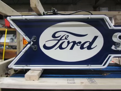 New Ford Service Arrow Double-Sided Porcelain Neon - 72"W x 18"H