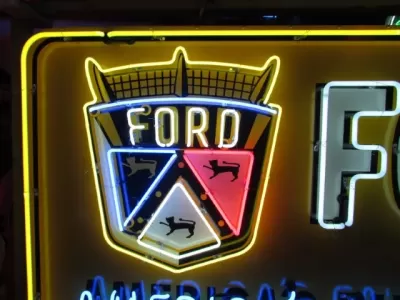 New Ford America's Favorite V8 Painted Billboard with Neon 8 FT W x 4 FT H