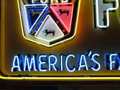 New Ford America's Favorite V8 Painted Billboard with Neon 8 FT W x 4 FT H