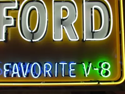 New Ford America's Favorite V8 Painted Billboard with Neon 8 FT W x 4 FT H