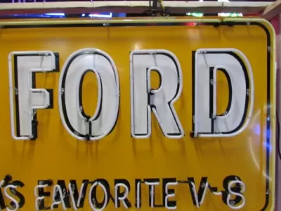 New Ford America's Favorite V8 Painted Billboard with Neon 8 FT W x 4 FT H
