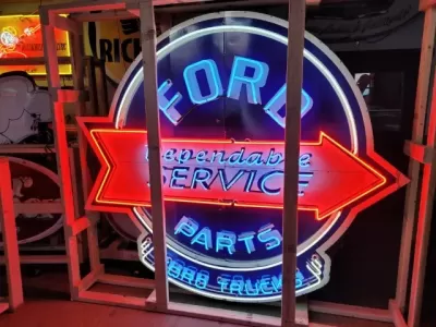 New Ford Dependable Trucks Porcelain Neon Sign 92"W x 80"H